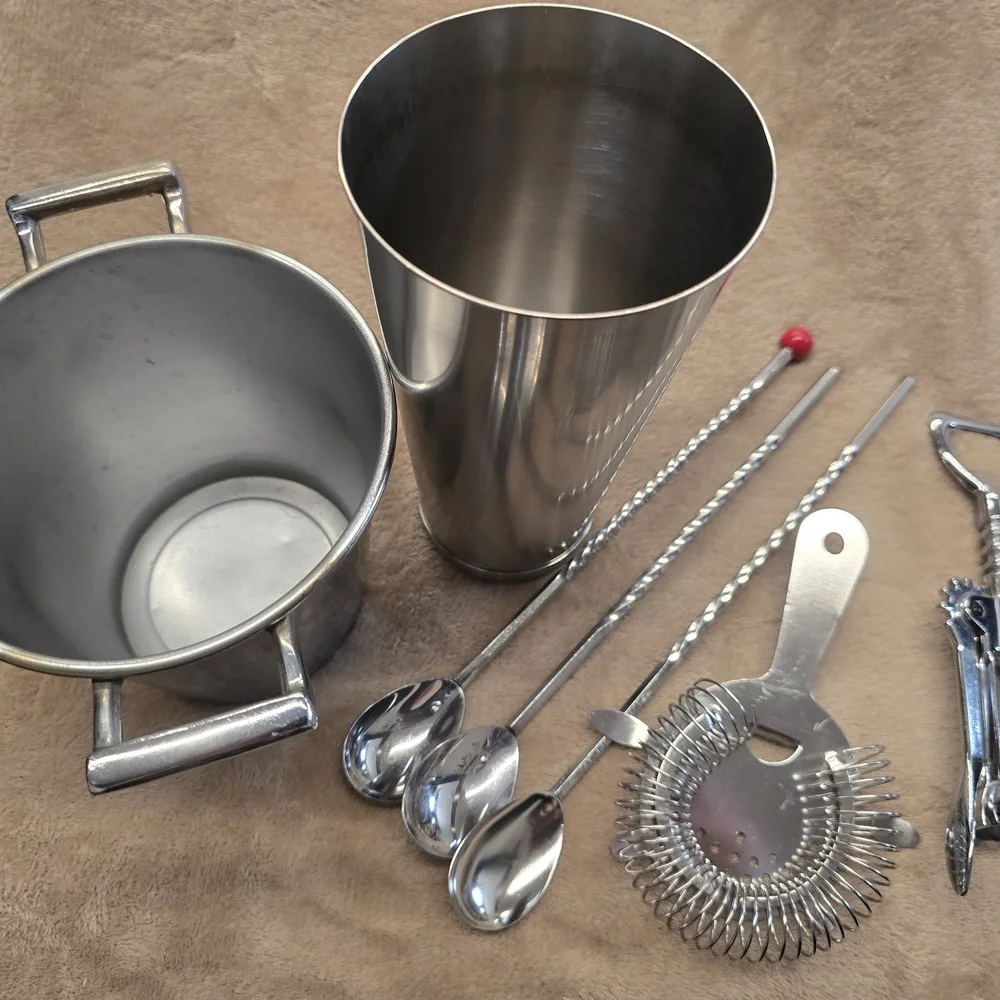 Vintage Bar Set, Mr Bartender, Metal Arts Components, Shaker, Corkscrew Ect.